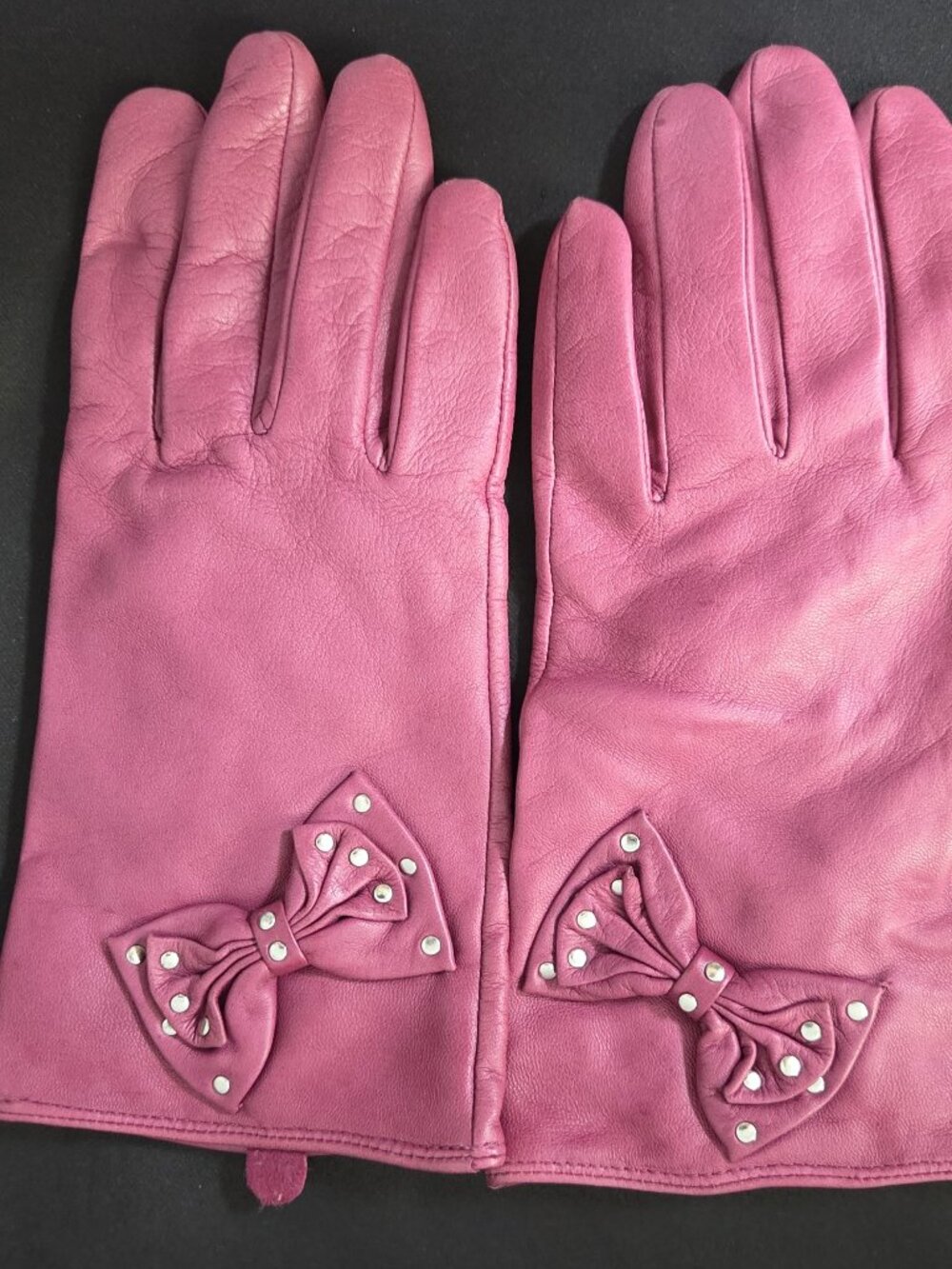 Pink Leather Gloves Interior Lining Sz Lg by Cynthia Rowley